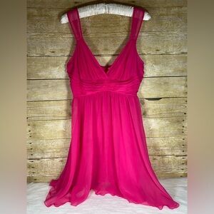 Victoria’s Secret Babydoll Chemise Hot Pink sz M Lingerie Sheer Sexy VS